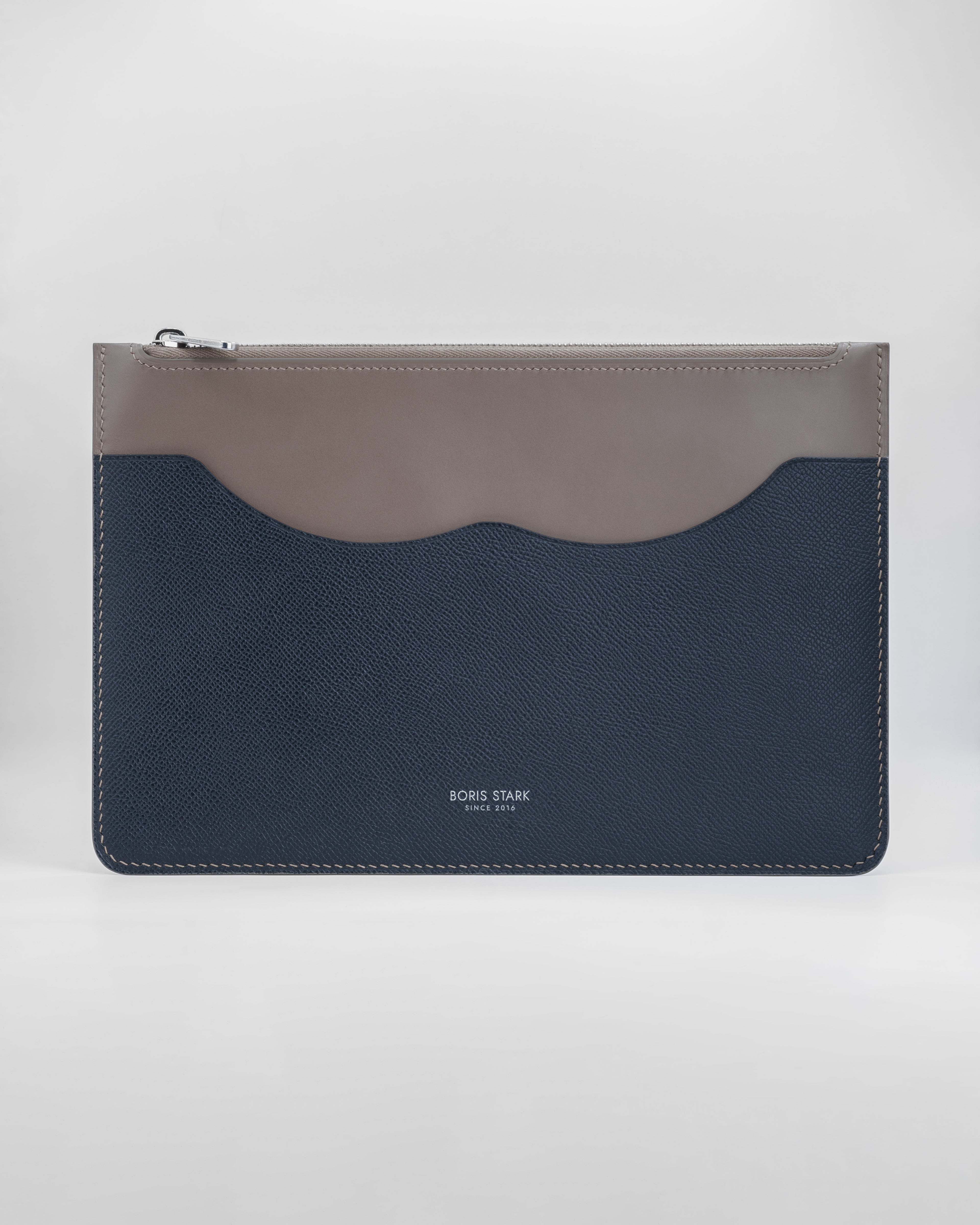 Primo Envelope Clutch (Large) - Taupe/Navy